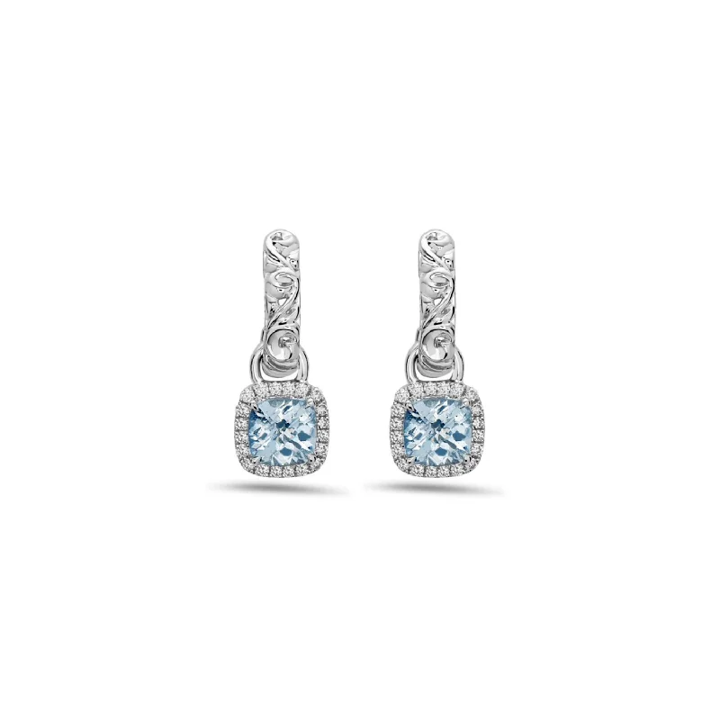 Classic pearl chandelier earrings for women -Pastel Diamond Ivy Cushion Drop Earring