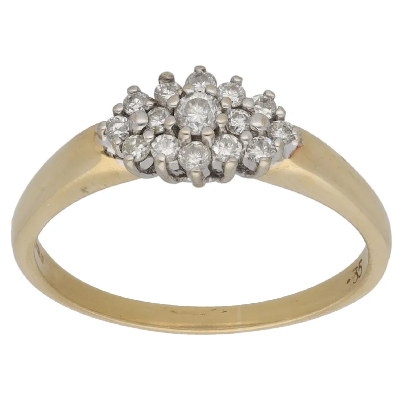 Classic gold oval engagement rings -9ct Gold 0.35ct Diamond Cluster Ring Size S