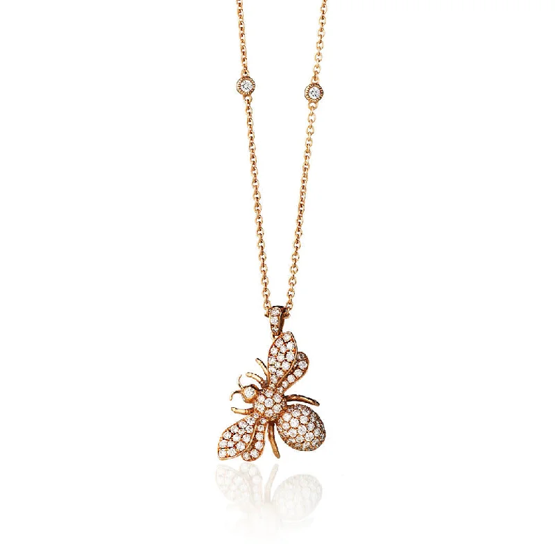 Elegant long necklaces for women -Busy Bee Dream 18K Gold, Rosegold or Whitegold Necklace w. Diamonds