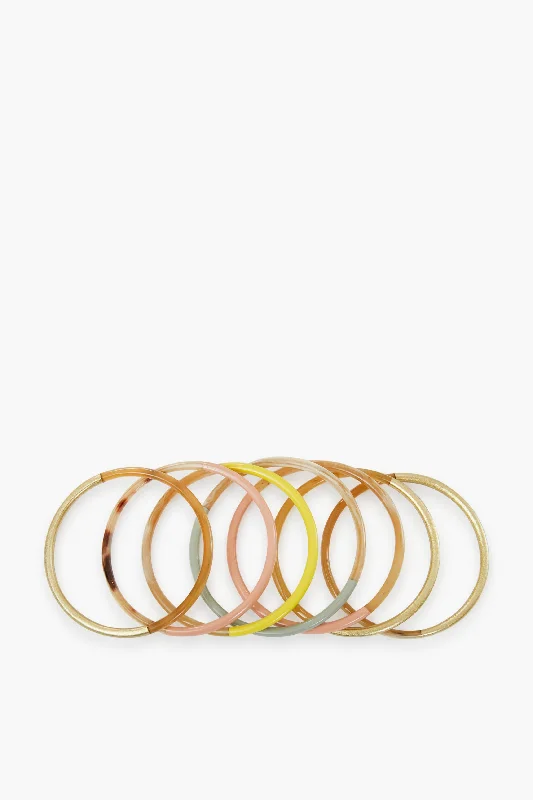 Trendy silver layered bracelets for ladies -Exclusive Sunset Bangle Stack