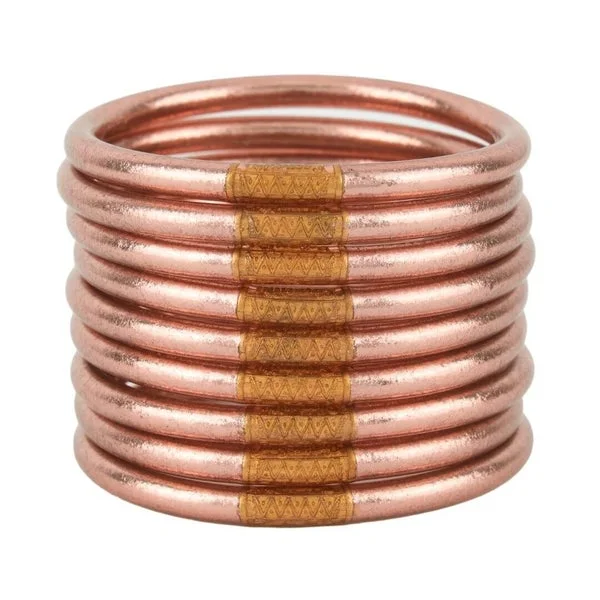 Modern rose gold chain bracelets for women -BuDhaGirl Rose Gold All Weather Bangles