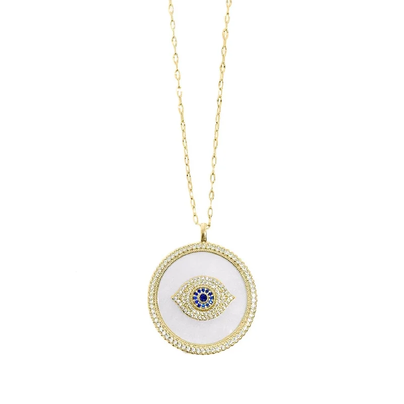 Ladies gemstone necklaces -Evil Eye Medallion Necklace