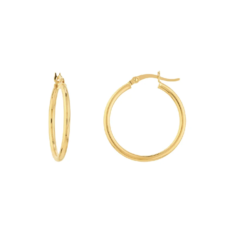 Ladies minimalist rose gold earrings -10K Yellow Gold 25mm Hoop Earrings