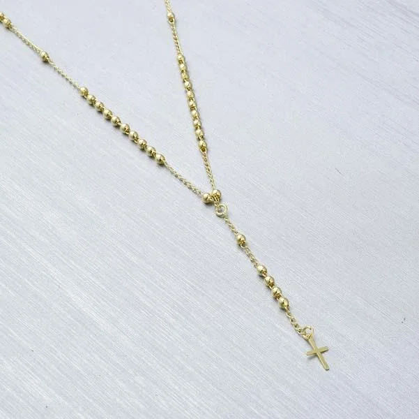 Minimalist silver chain necklaces for women -Rosary Cross Necklace