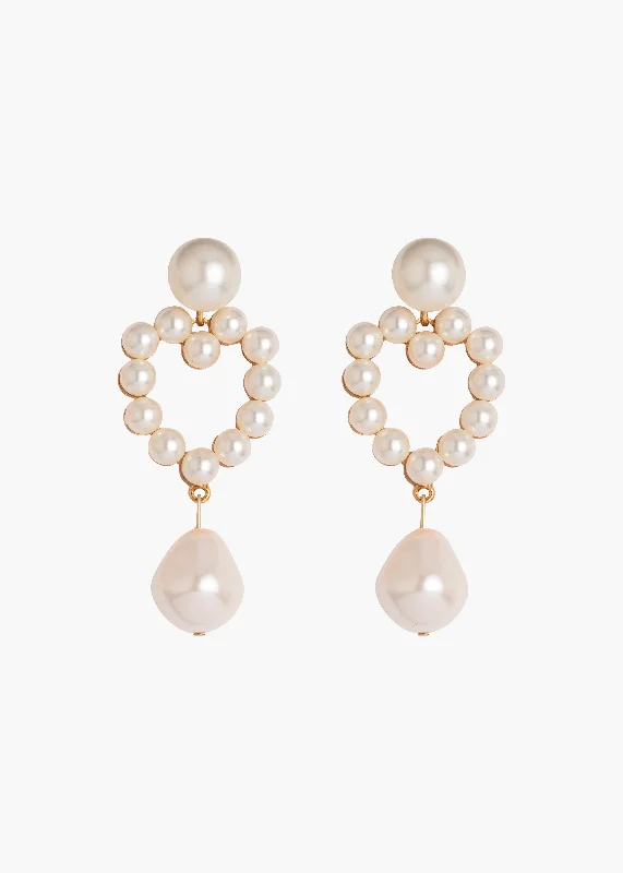 Simple rose gold drop earrings for women -Casey Earrings -- Pearl