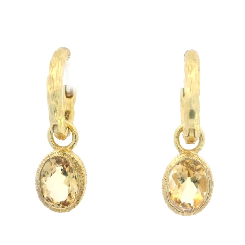 Ladies sparkling onyx earrings -18K Yellow Gold Vermeil Citrine Dangle Earrings