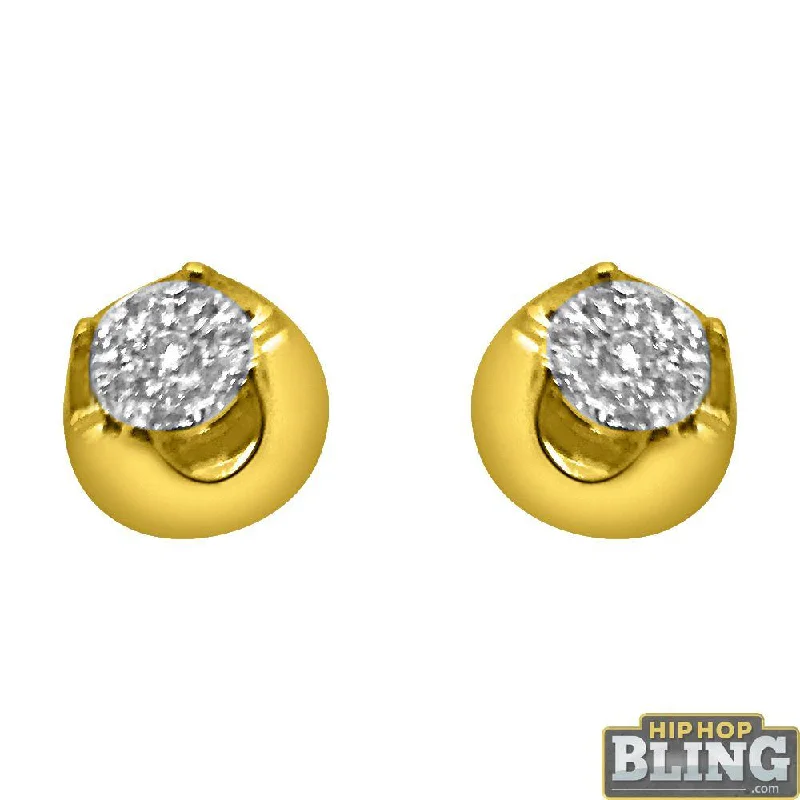 Simple rose gold drop earrings for women -.24cttw Solitaire Illusion 14K Yellow Gold Earrings