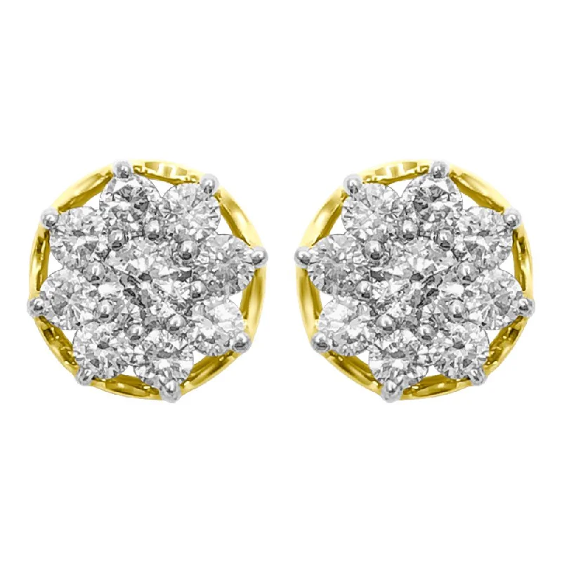 Vintage crystal drop earrings for ladies -Star Cluster Diamond Earrings .80cttw 10K Yellow Gold