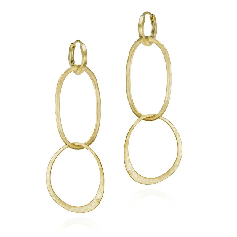 Trendy silver dangle earrings for ladies -18K Yellow Gold Vermeil Oval Dangle Earrings