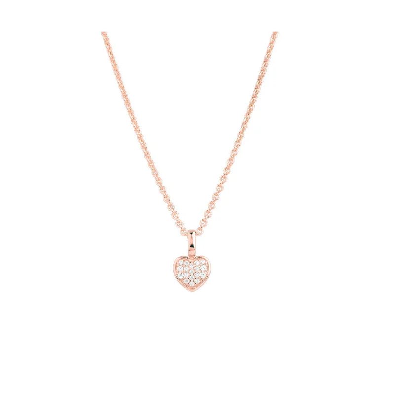 Ladies heart pendant necklaces -Prima Donna 18K Rosegold Pendant w. 18 Diamonds