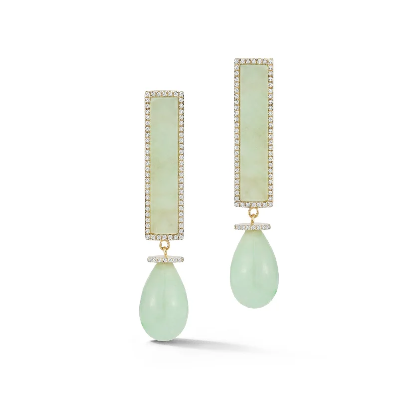 Ladies bold silver drop earrings -14kt Jade Exclamation Earrings