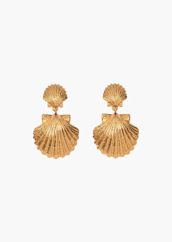 Ladies retro floral earrings -Caspian Earrings -- Gold