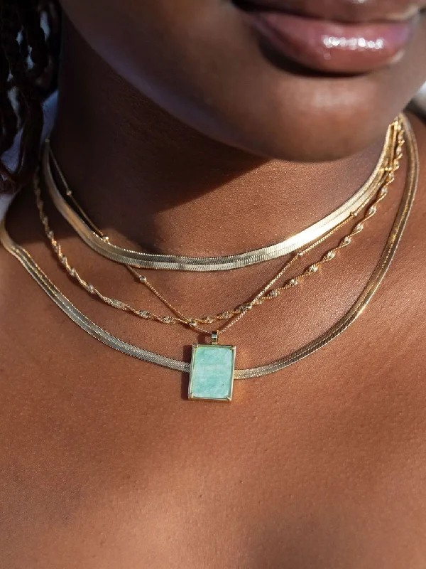 Ladies minimalist necklaces -Aquamarine Gemstone Gold Pendant Necklace - Kai