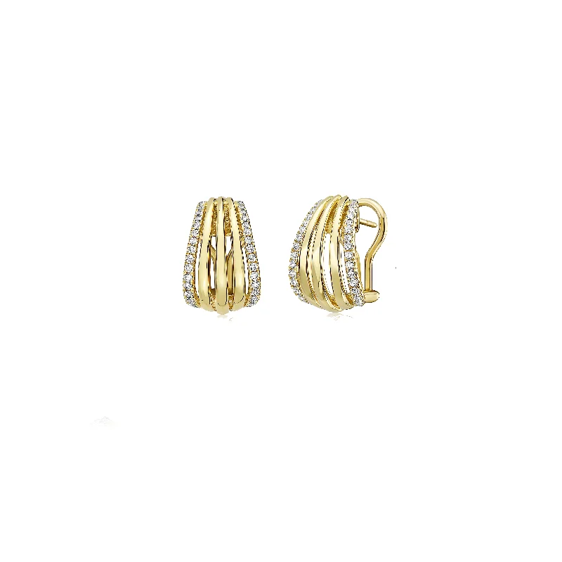 Ladies vintage-inspired hoop earrings -Gold and Diamond Birdcage Earring