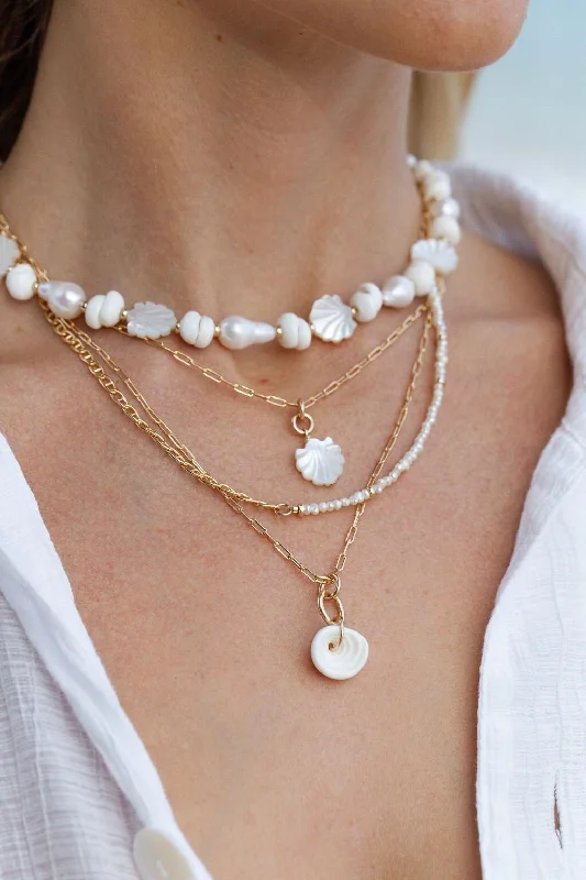 Ladies rose quartz necklaces -Puka Shell Chain Necklace - Kahale