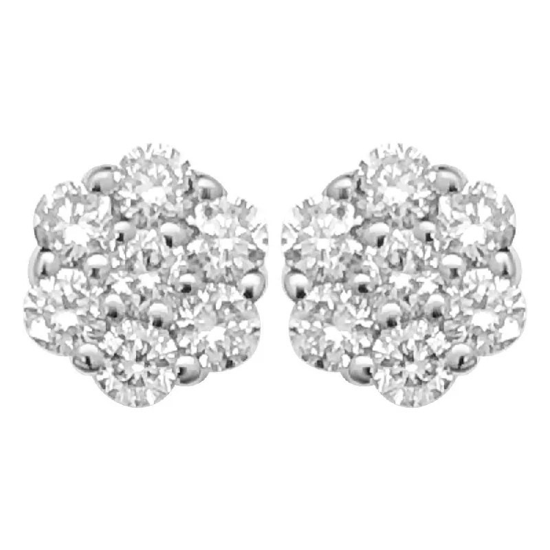 Ladies asymmetrical stud earrings -Cluster Diamond Earrings .26cttw 10K Yellow Gold