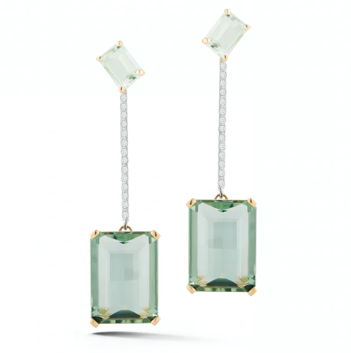 Elegant diamond stud earrings for ladies -14kt Gold Mint Green Earring