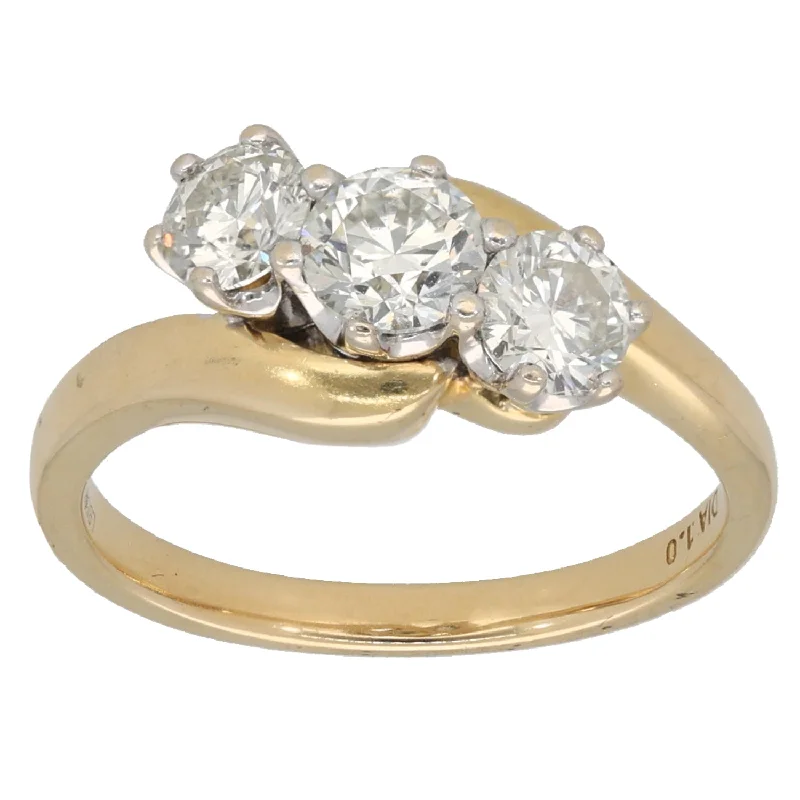 Delicate platinum engagement rings for women -18ct Gold 1.00ct Diamond Trilogy Ring Size L