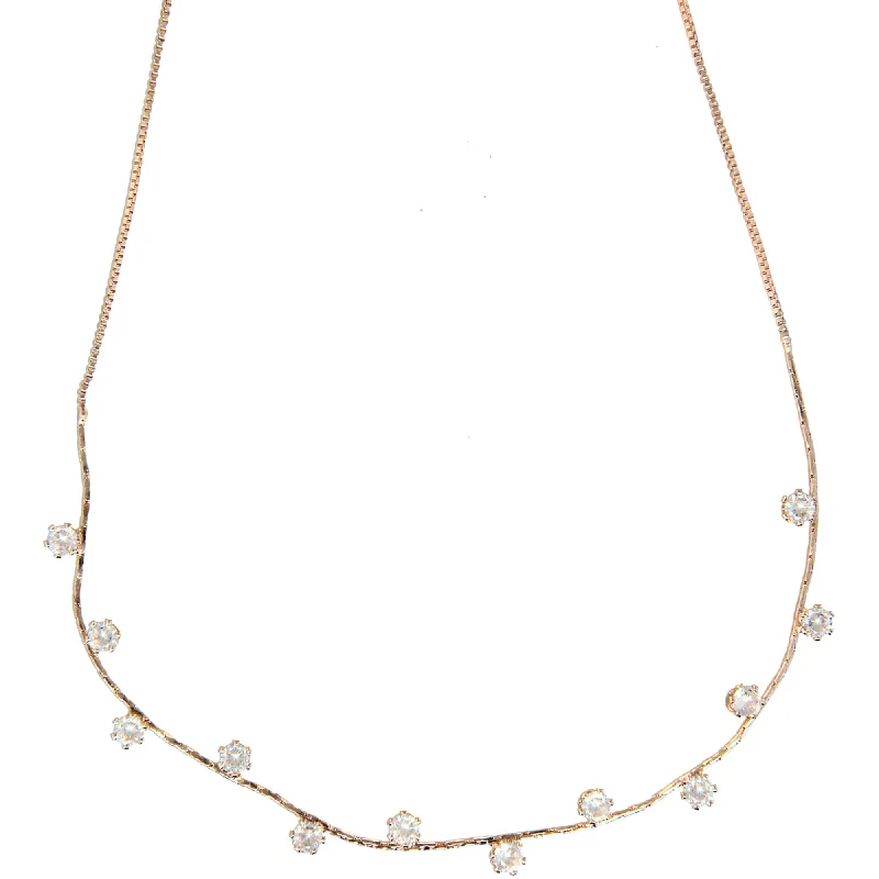 Ladies elegant drop necklaces -Stunning Crystal in16.5-18.5" Cubic Zirconia Necklace