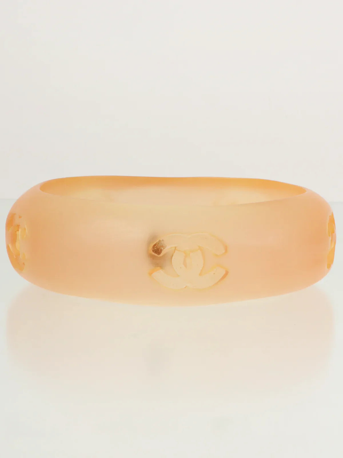 Simple gold cuff bracelets for women -CHANEL 1996 Made Cc Mark Bangle Clear/Orange