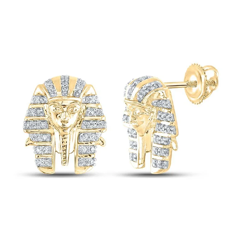 Bold turquoise stud earrings for ladies -Pharaoh Diamond Earrings .20cttw 10K Yellow Gold