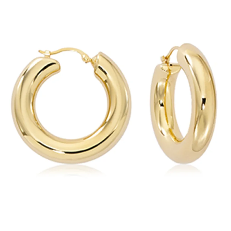 Simple diamond drop earrings for women -14K Yellow Gold Chubby Hoop Earrings