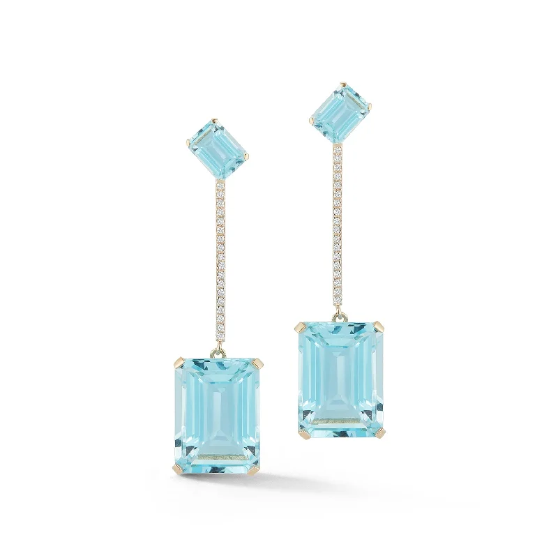 Bold statement chandelier earrings for women -14kt Gold Something Blue Earrings