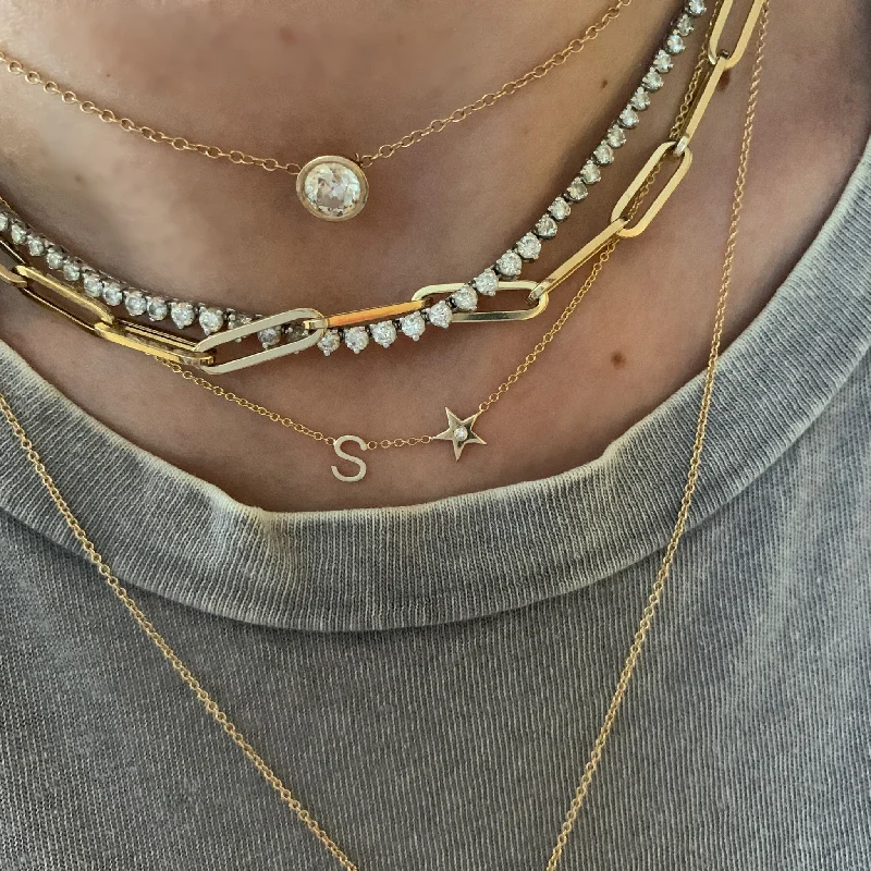 Ladies citrine necklaces -Gold Initial and Star Necklace