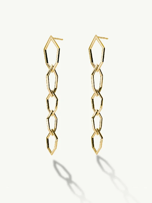 Ladies playful heart earrings -Amanti Chain Link Earrings In 18K Yellow Gold