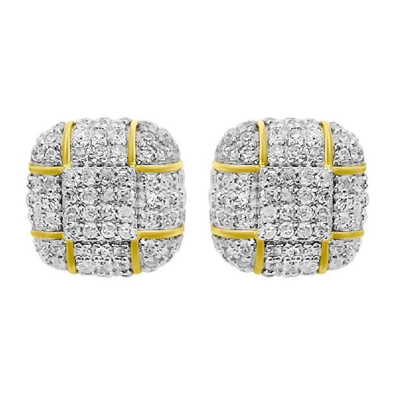 Ladies moonstone stud earrings -Domed Cushion Diamond Earrings .58cttw 10K Yellow Gold