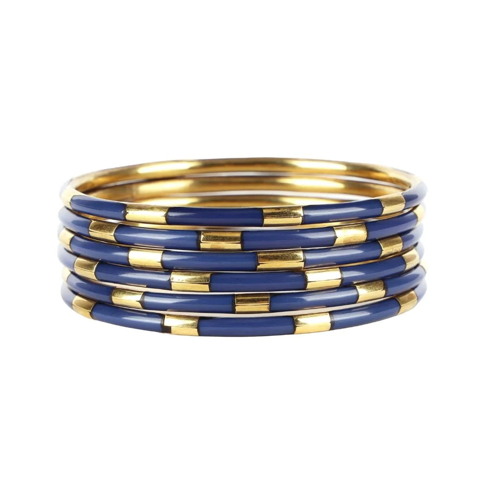 Ladies sparkling diamond bracelets -BuDhaGirl Navy Veda Bangles