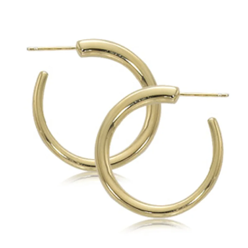 Elegant diamond stud earrings for ladies -14K Yellow Gold Medium Hoop Earrings With Post