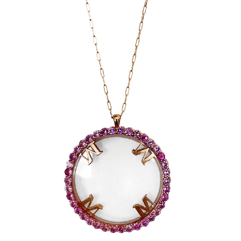 Ladies boho pendant necklaces -Magnifique Necklace Rose Gold with Pink Sapphire