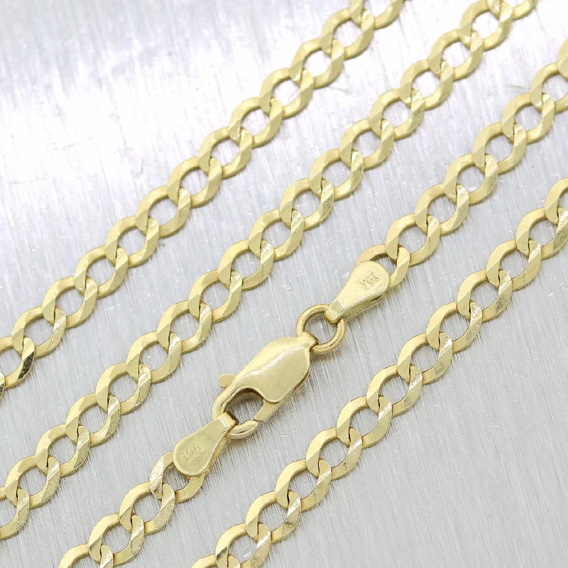 Vintage drop necklaces for women -Modern 8.38g 14k Yellow Gold Cuban Curb Link 22" Chain Necklace