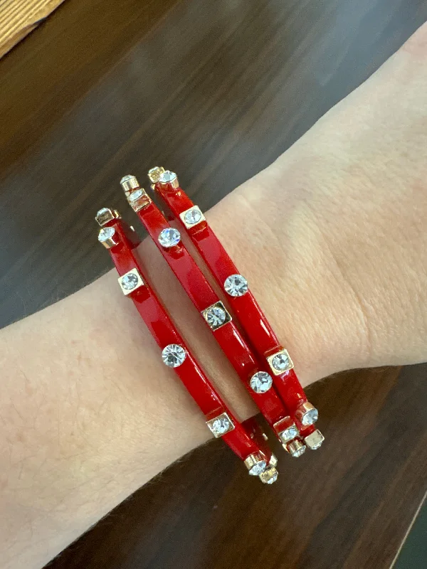 Vintage gold beaded bracelets for ladies -City Girl Jewel Red Bangles