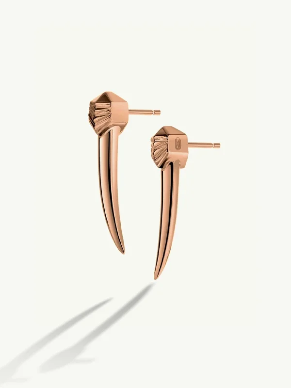 Classic pearl hoop earrings for ladies -Damian Horn Talisman Dagger Earrings In 18K Rose Gold