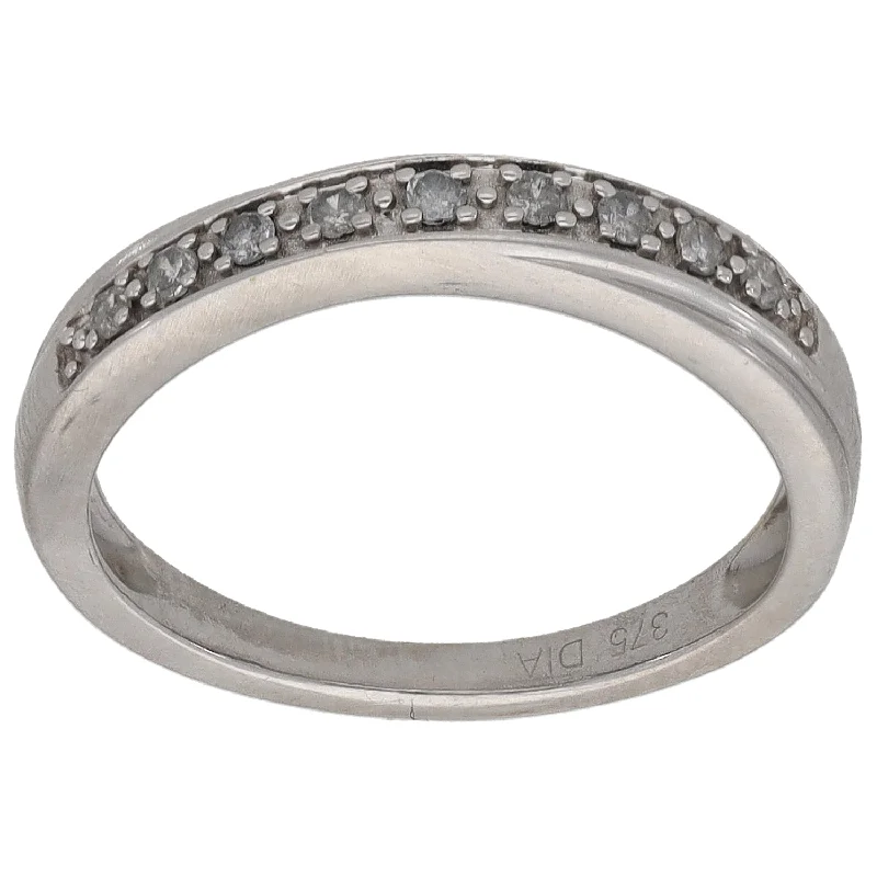 Ladies lightweight pearl engagement rings -9ct White Gold 0.09ct Diamond Half Eternity Ring Size K