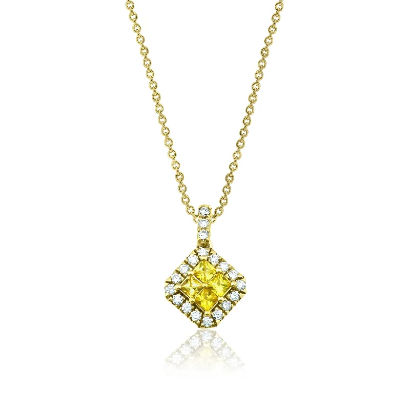 Ladies handmade necklaces -Fortuna Amarillo 18K Gold Necklace w. Diamonds & Sapphires