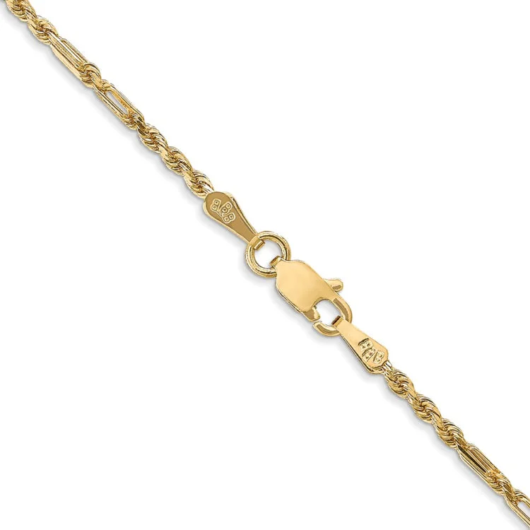 Ladies playful heart bracelets -14K 18 inch  1.8mm Diamond-cut Milano Rope with Lobster Clasp Chain