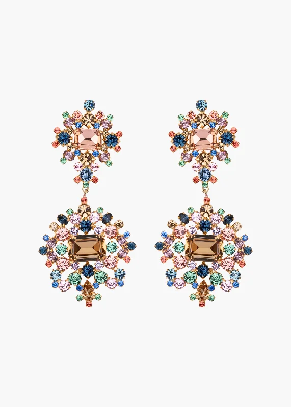 Ladies floral chandelier earrings -Angelica Earrings -- Rose