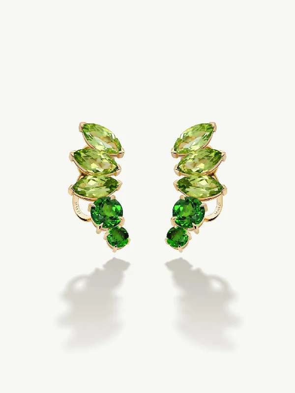 Ladies sparkling ruby earrings -Isadora Earrings With Peridot, Tourmaline and Tsavorite Garnet Gemstones In 18K Yellow Gold