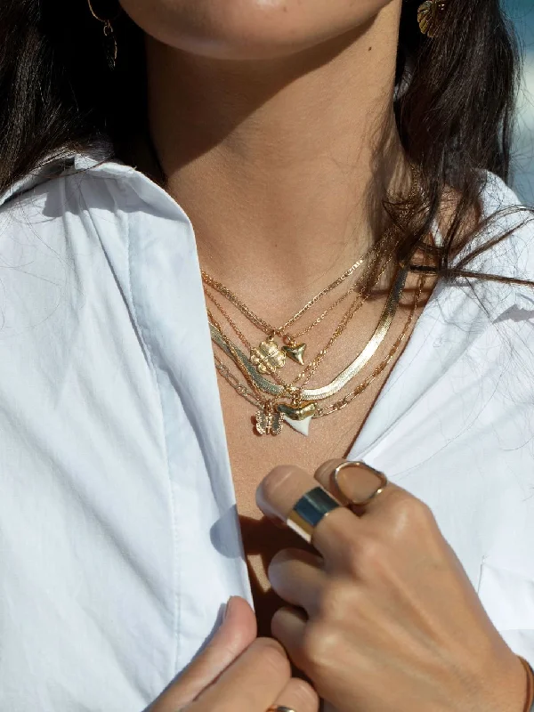 Ladies boho pendant necklaces -Petite Gold Shark Tooth Necklace - Mano Petite