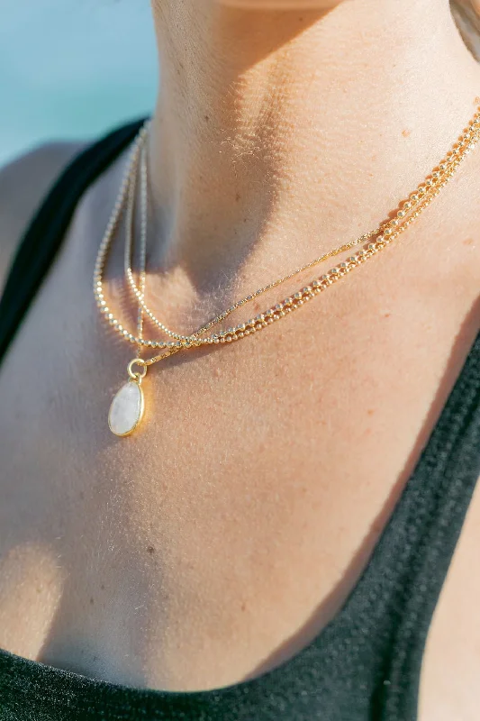 Simple gold chain necklaces for ladies -Gold Ball Chain Necklace - Kaila