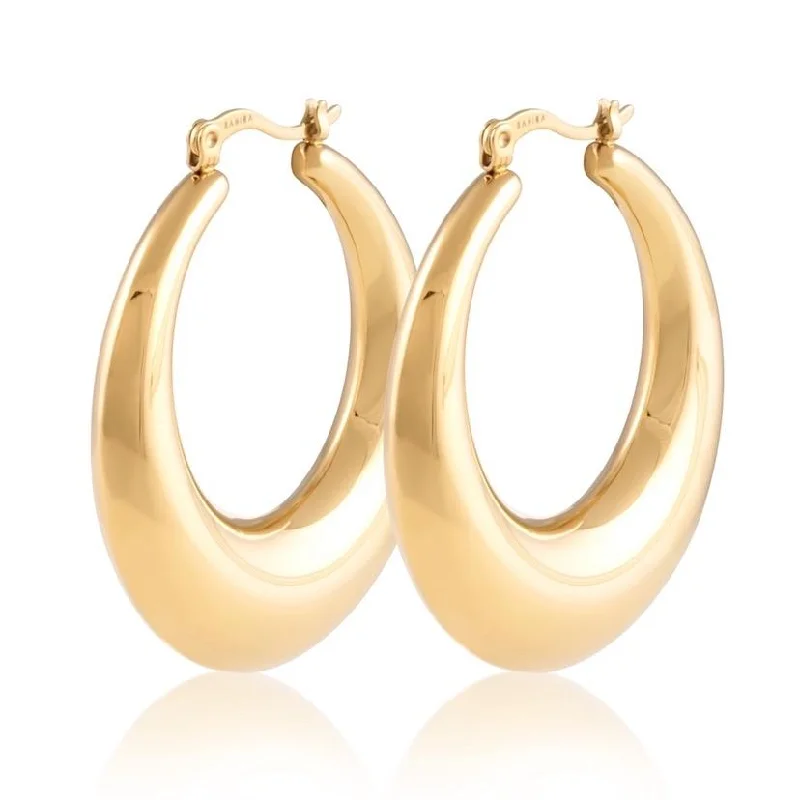 Ladies minimalist rose gold earrings -Maddie Hoops