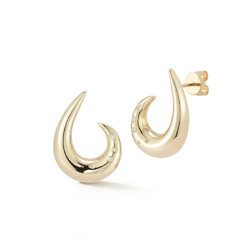 Ladies bold rose gold earrings -14kt Curl Earrings