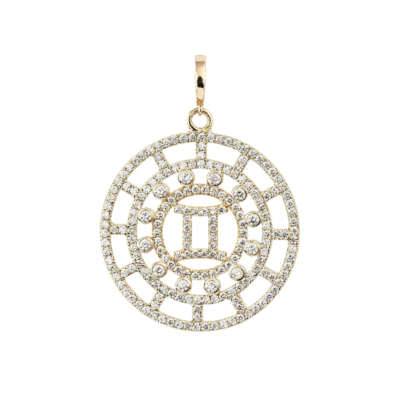 Elegant statement necklaces for ladies -Zodiac Pavé Gemini 18K Gold or Whitegold Pendant w. Diamonds