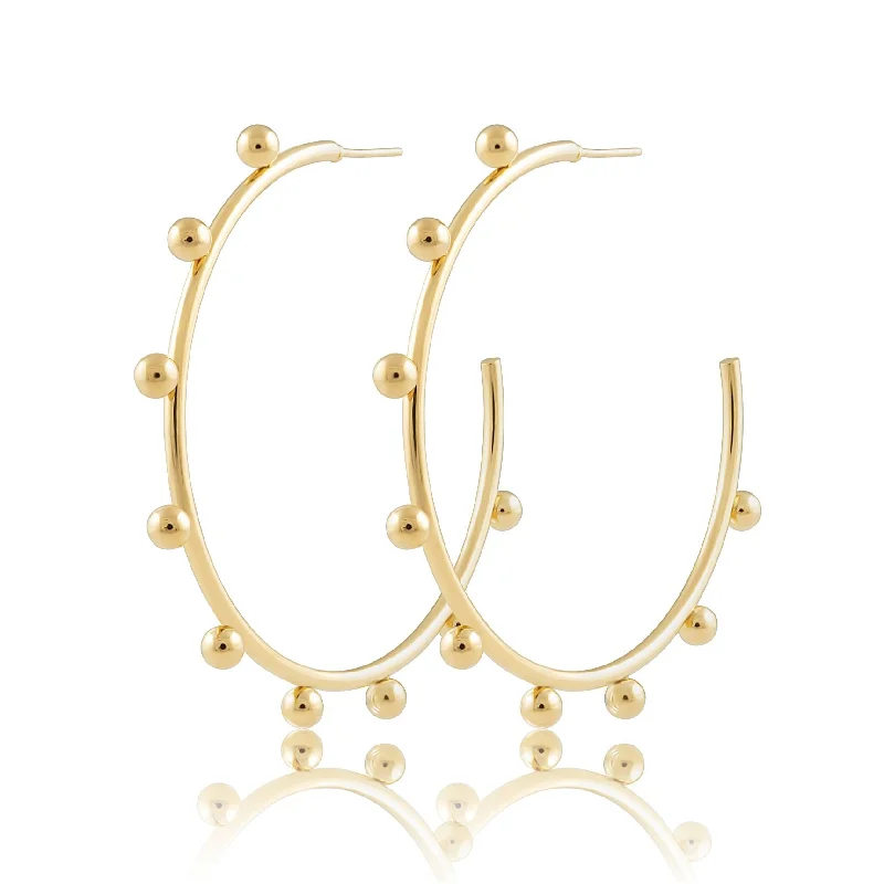 Ladies minimalist gold hoop earrings -Erin Studded Hoops - Large