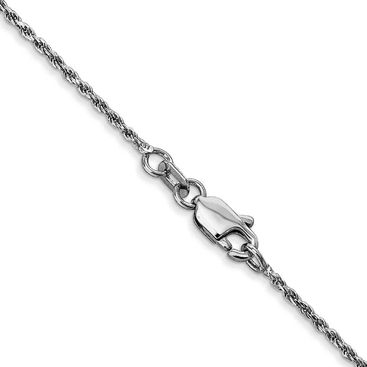 Ladies lightweight diamond engagement rings -14K White Gold 16 inch 1.15mm Diamond-cut Machine Made Rope with Lobster Clasp Chain Chain