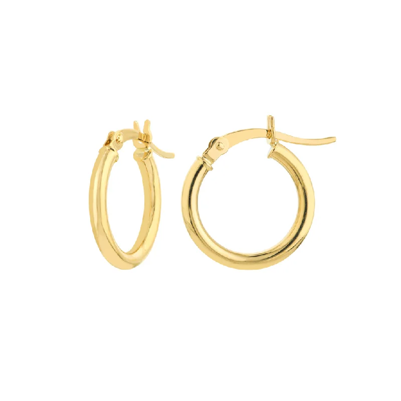 Bold turquoise stud earrings for ladies -10K Yellow Gold 15mm Hoop Earrings