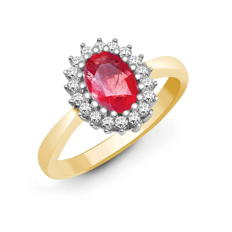 Ladies minimalist platinum engagement rings -9ct Yellow Gold Diamond And Ruby Rin